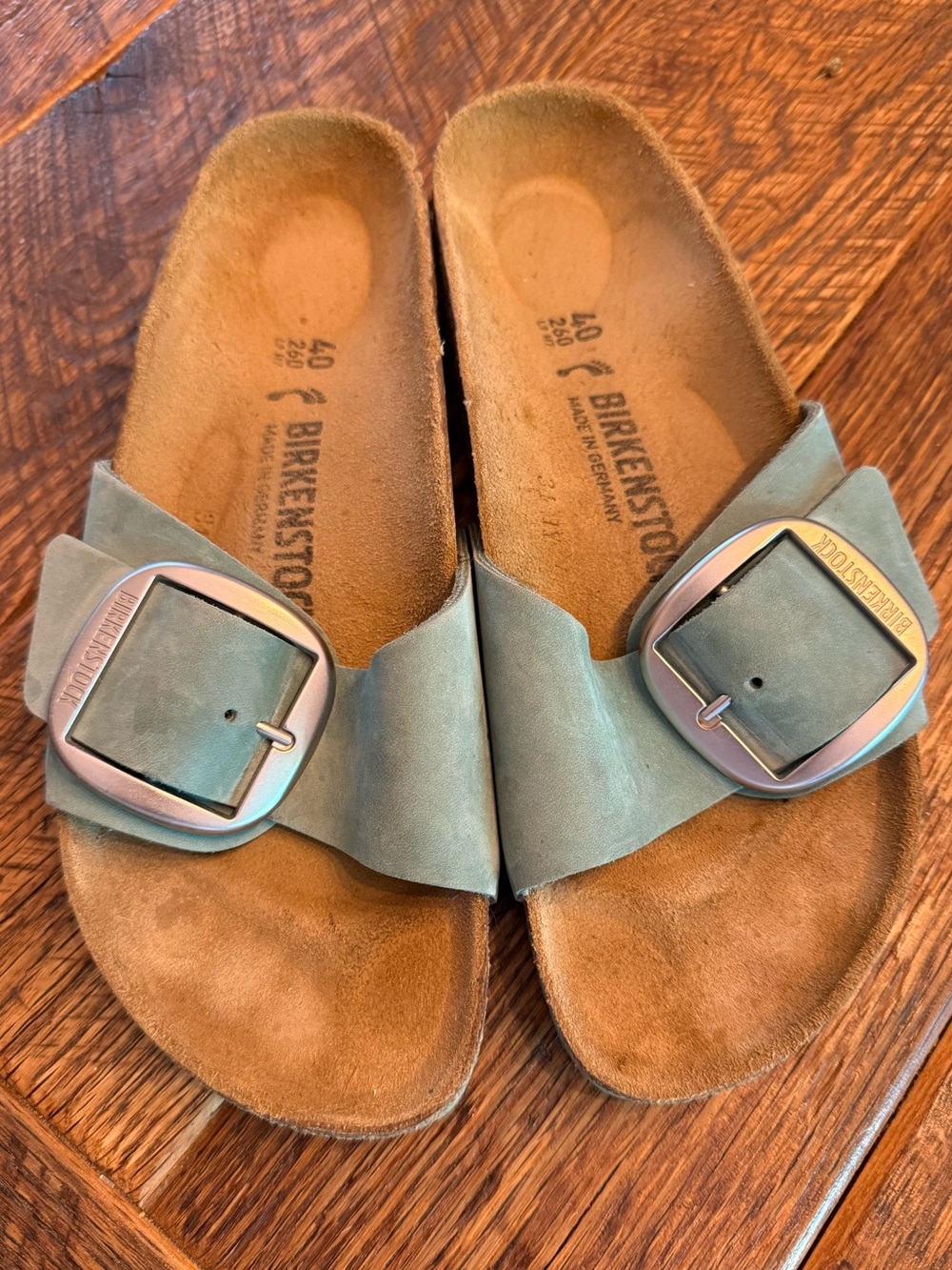 Birkenstock Nubuck Big Buckle Blue Sandals